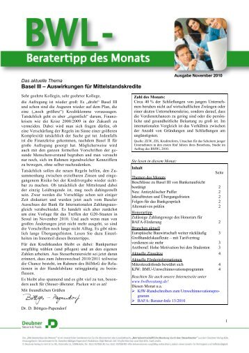 BWL-Beratertip des Monats - Deubner Recht & Praxis