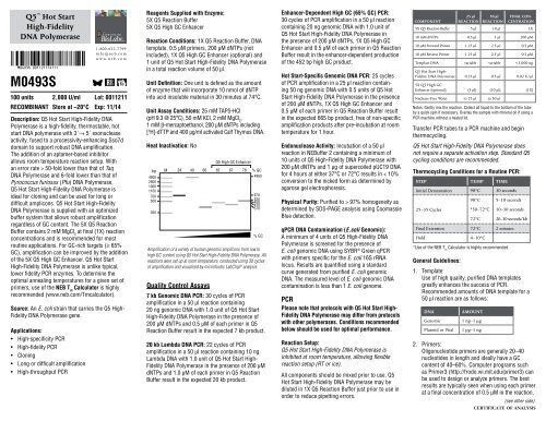 for Hot High-Fidelity Polymerase (M0493 ...