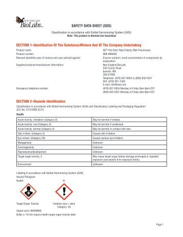 Q5® Hot Start High-Fidelity DNA Polymerase MSDS - New England ...