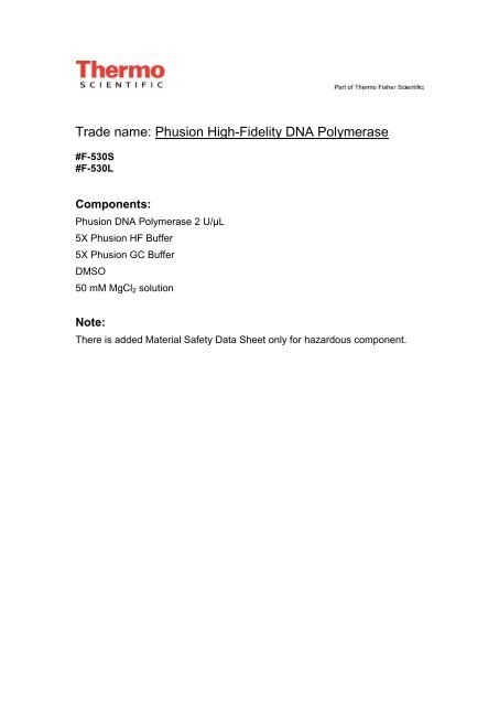 Phusion High-Fidelity DNA Polymerase - Thermo Scientific