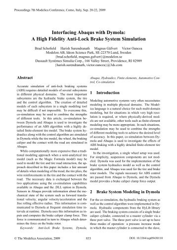 Interfacing Abaqus with Dymola: A High Fidelity Anti-Lock ... - Modelica