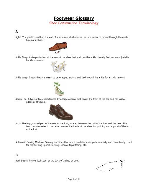 Footwear Glossary Shoe Construction Terminology - American ...