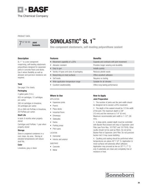 Sonolastic? SL 1 - Building Systems - BASF.com