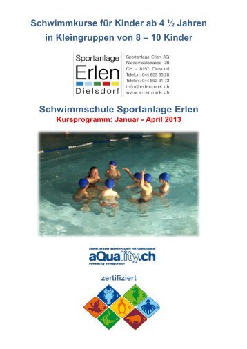 Schwimmschule Sportanlage Erlen Daten 2013