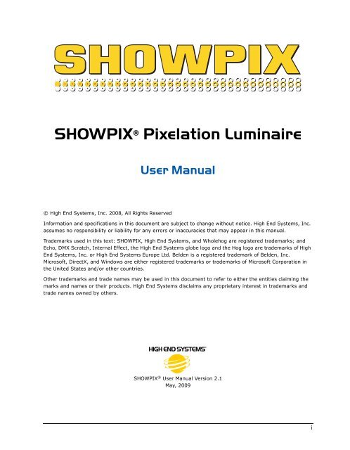 SHOWPIX User Manual - High End Systems