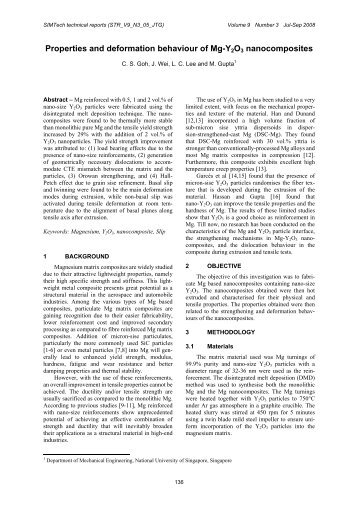 Properties and deformation behaviour of Mg-Y2O3 nanocomposites