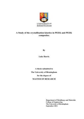 A Study of the crystallisation kinetics in PEEK and PEEK composites