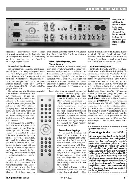 Cambridge Audio azur 840A: Stereo-Vollverstärker - ITM praktiker ...