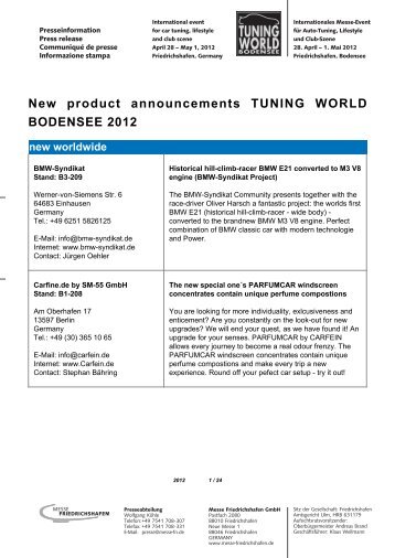 New product announcements TUNING WORLD BODENSEE 2012