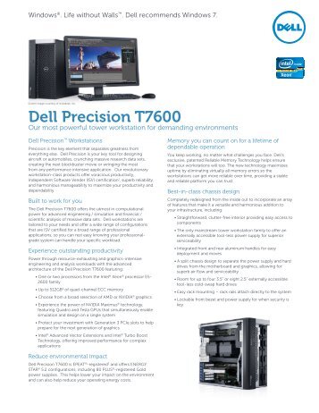 Dell Precision T7600 Spec Sheet