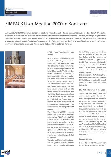 SIMPACK User-Meeting 2000 in Konstanz