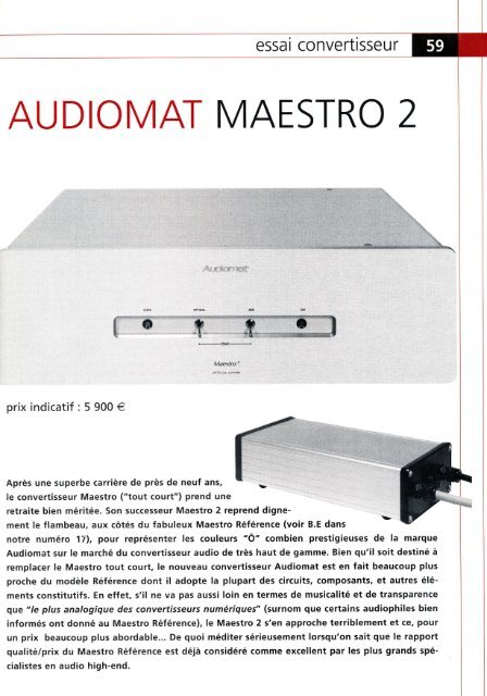 Banc d'essai STEREO & IMAGE – Septembre 2008 - High End Audio