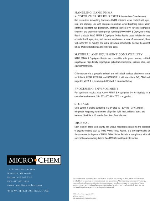 PMMA Data Sheet - MicroChem