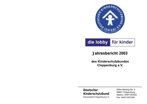 die lobby für kinder - Kinderschutzbund Cloppenburg