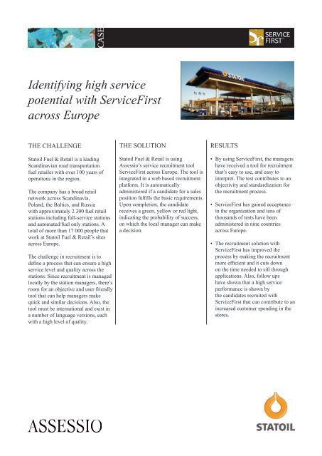 Identifying high service potential with ServiceFirst across ... - Assessio