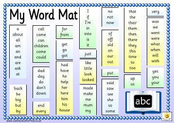 Double Sided HFW Word Mat - Communication4All