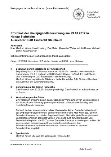 Protokoll vom 29.10.2012 - Kreis Hanau - Hessischer Fußball Verband