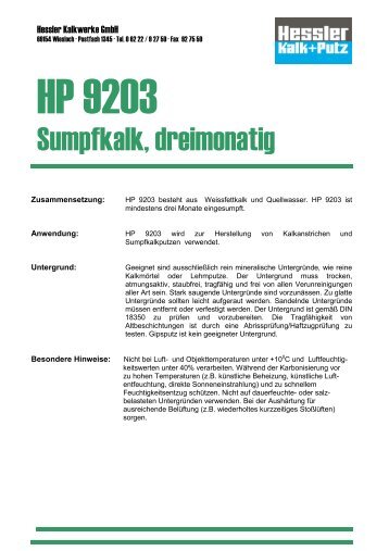 Sumpfkalk, dreimonatig - Hessler Kalkwerke GmbH