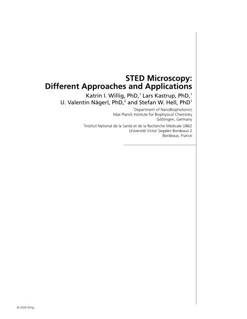 STED Microscopy: Different Approaches and Applications