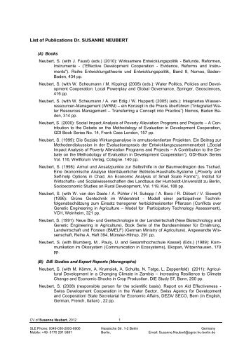 List of Publications of SUSANNE NEUBERT - SLE Berlin