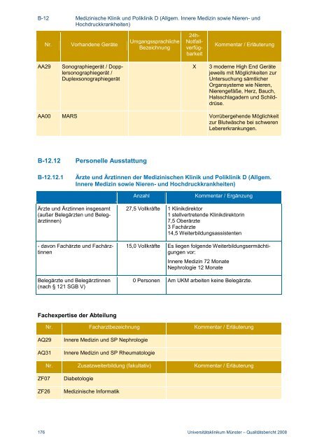 strukturierter Qualitätsbericht 2008 - Kliniken.de