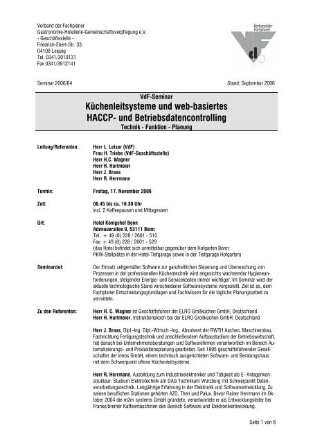 Küchenleitsysteme und web-basiertes HACCP - VdF – Verband der ...