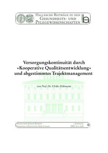 Hallesche Beiträge zu den Gesundheits- und Pflegewissenschaften