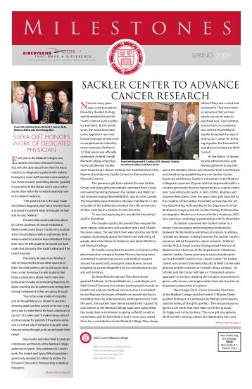 sackler center to advance cancer research - Weill Medical College ...