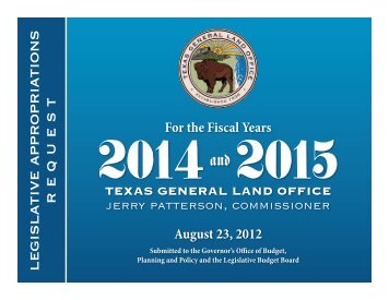 legislative appropriations request - Texas General Land Office