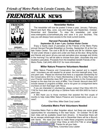 FRIENDSTALK news - Lorain County Metro Parks