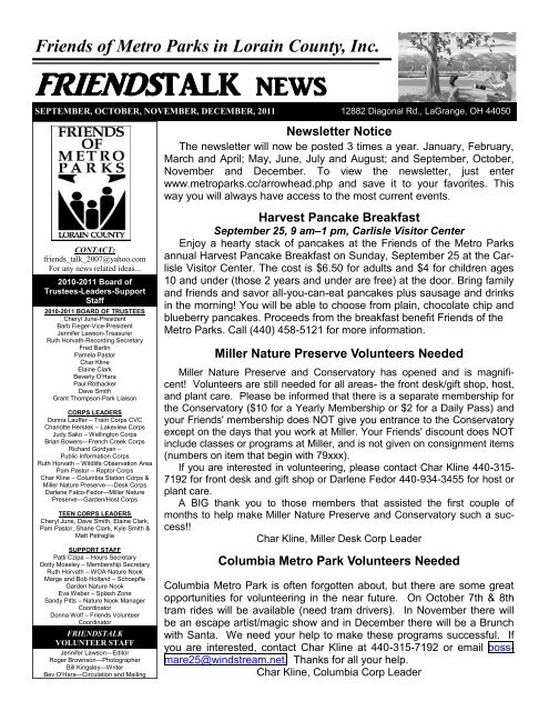 FRIENDSTALK news - Lorain County Metro Parks
