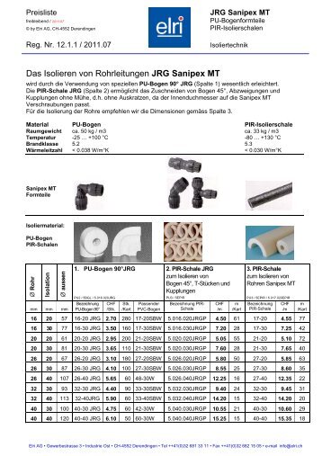 Das Isolieren von Rohrleitungen JRG Sanipex MT - Elri AG