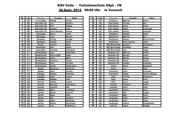 SSpL FB Teilnehmerliste 2012 - KSV Celle