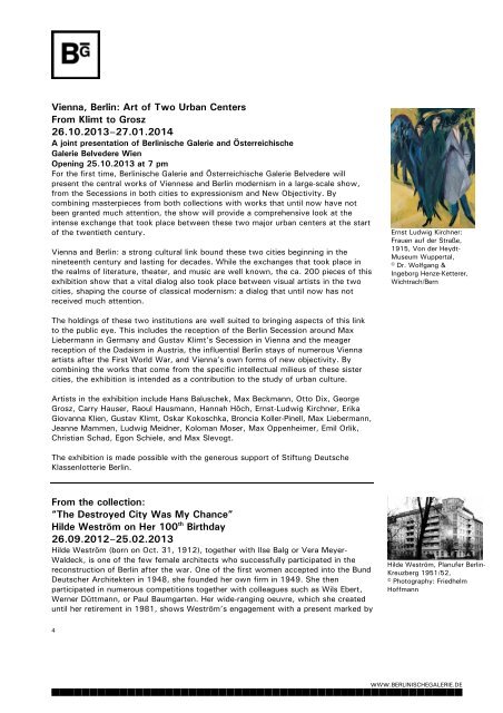 EXHIBITIONS 2012 / 2013 - Berlinische Galerie