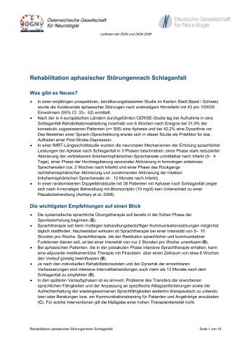 Rehabilitation aphasischer Störungen nach Schlaganfall