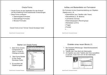 Oracle Forms Aufbau und Bestandteile von ... - Datenbanken