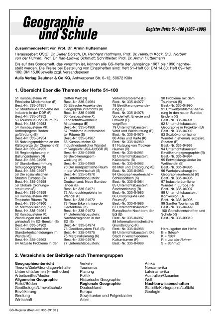 Geographie Und Schule Aulis
