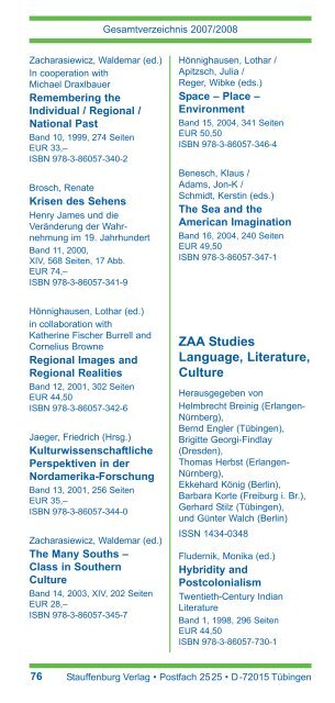 25 Jahre - Stauffenburg Verlag