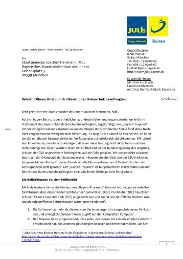 Offener Brief - JuLis Bayern