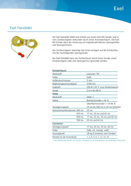 Schlauchzündung EXEL ORICA - Valsynthese