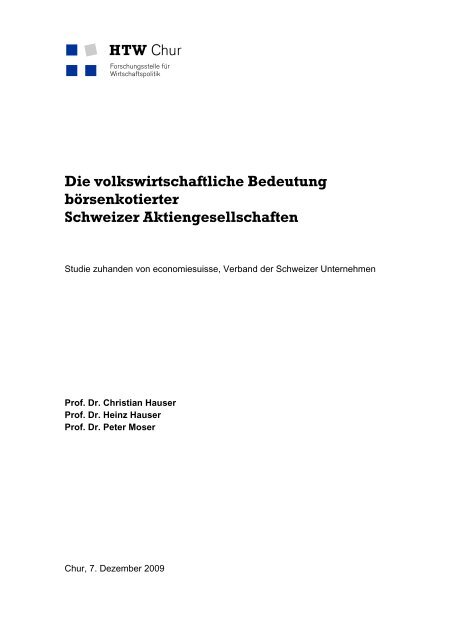 Die volkswirtschaftliche Bedeutung börsenkotierter Schweizer ...