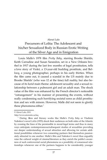 Precursors of Lolita: The Adolescent and his/her Sexualized Body in ...