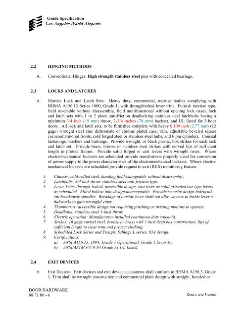 Design and Construction Handbook - Los Angeles World Airports