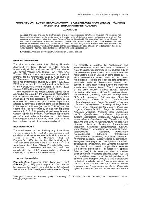 kimmeridgian – lower tithonian ammonite assemblages