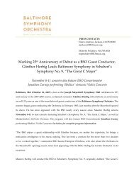 Press Release - Baltimore Symphony Orchestra