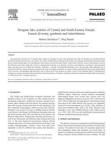 Neogene lake systems of Central and South-Eastern Europe ...