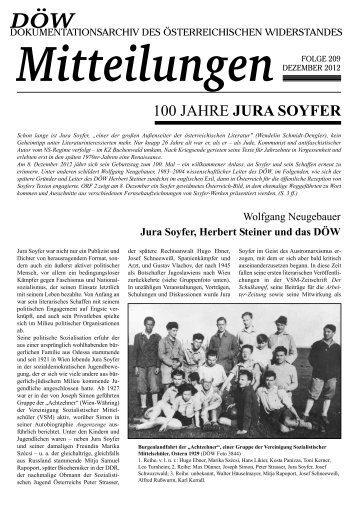 100 jahre jura soyfer - Dokumentationsarchiv des österreichischen ...