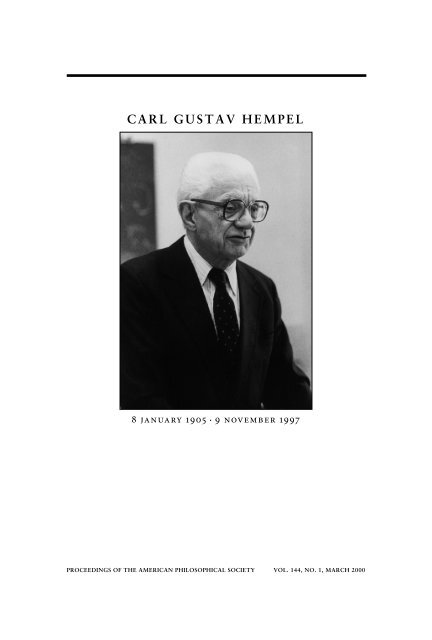 CARL GUSTAV HEMPEL - American Philosophical Society