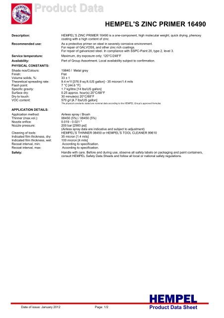Hempel outlet zinc primer