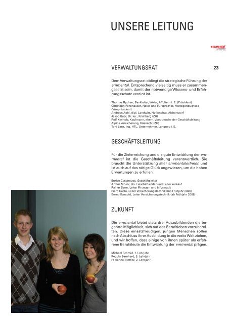 GESCHÄFTSBERICHT 2007 - Emmental Versicherung